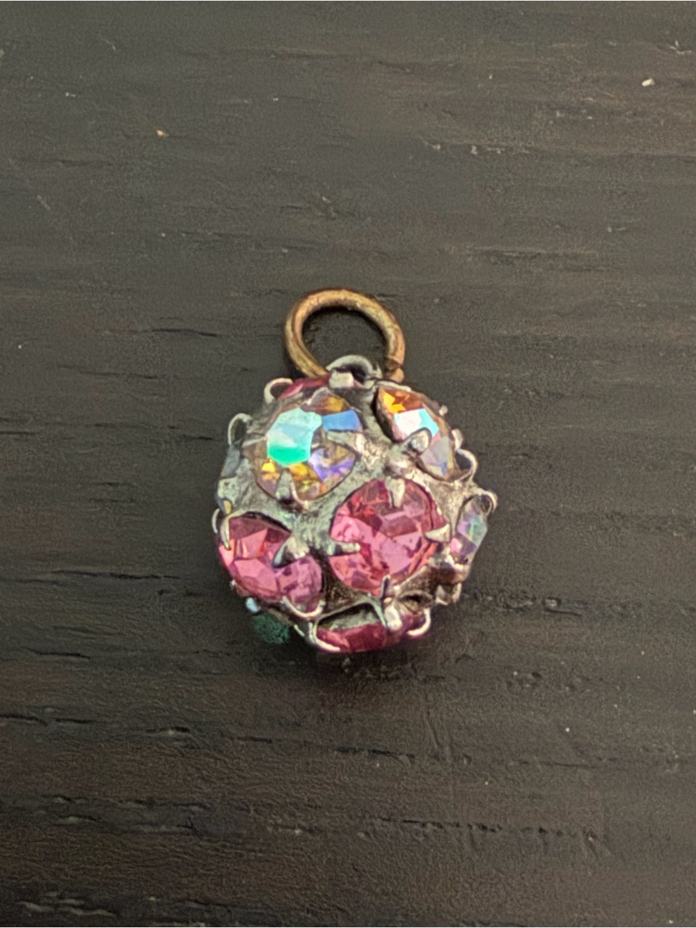 Vintage Pink Crystal Orb Pendant Charm